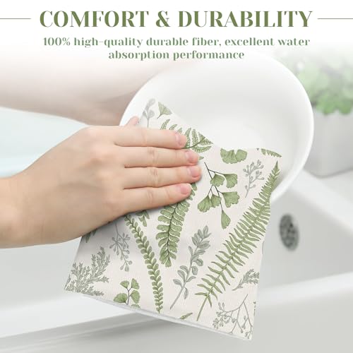 Dermalyx 2 Piezas Lindas Toallas de Cocina Botánicas para Secar Absorbentes, Hojas de Hierbas en Verde Salvia, Paños de Cocina, Toallas de Té, Hornear, Baño 40 * 60cm - imagen 4