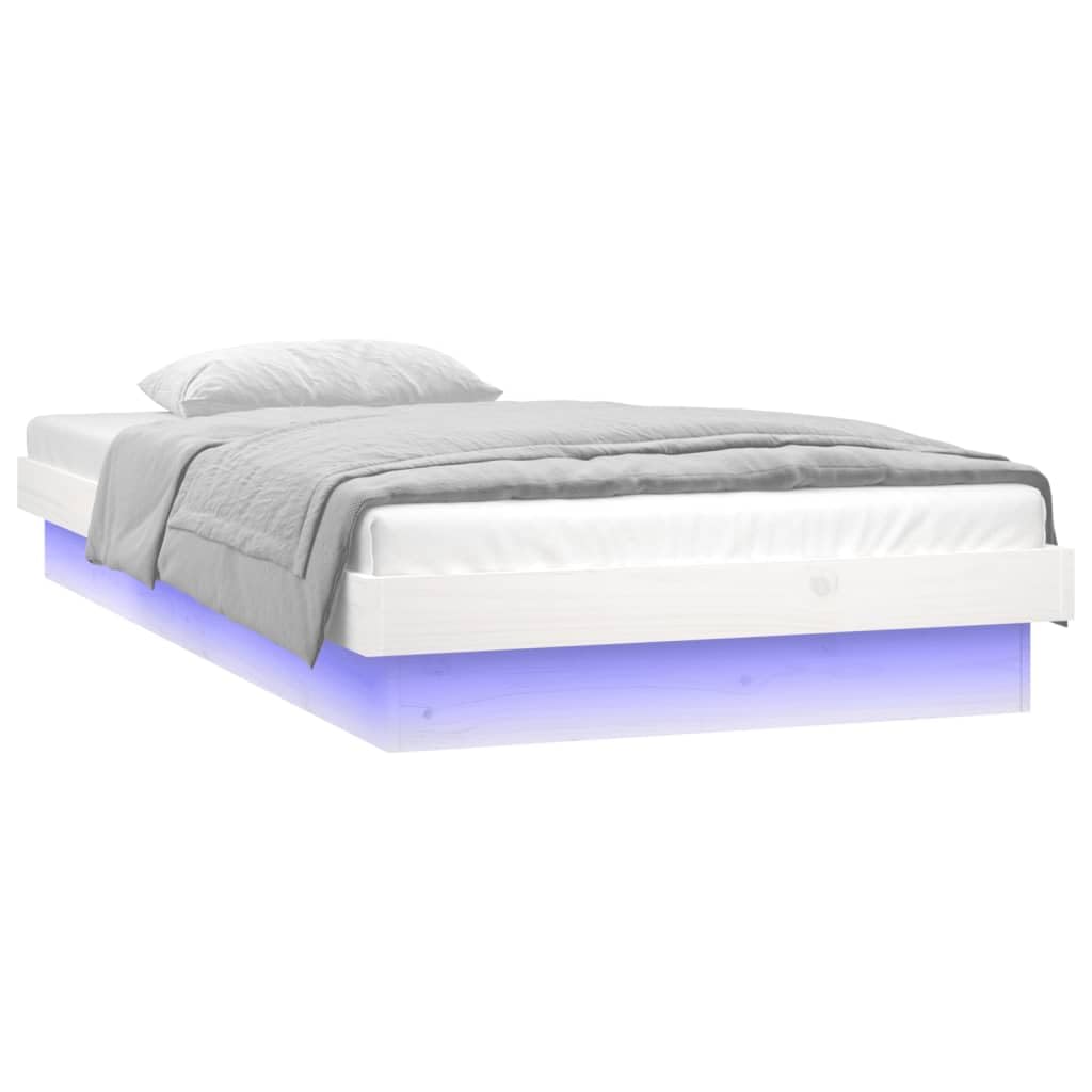 Lit d'appoint, moderne, en bois massif, avec LED, blanc, 90 x 200 cm, convient pour le salon, la chambre à coucher, le salon, le balcon, le canapé, l'appartement, la chambre d'amis