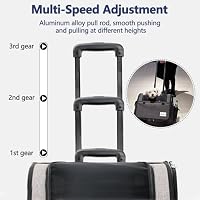 Galatée Reisetasche Für Hunde Mit Abnehmbaren Rollen, Von Fluggesellschaften Zugelassene Transportbox Für Haustiere, Faltbare Katzentasche Mit Atmungsaktivem Netz, Kinderwagen Für Haustiere(Weiß) – Ansicht 3
