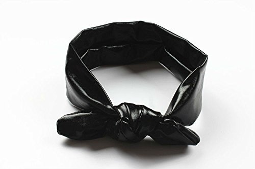 AKOAK Children Metallic Messy Big Bow Baby Girls Elasticity Headband Baby Kids Cloth Turban Knot Hairband Wrap（1pc,Black）