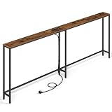 VASAGLE Table Console de 200 cm, Meuble d'Entrée Étroit avec 2 Prises AC et Ports USB, Bou...
