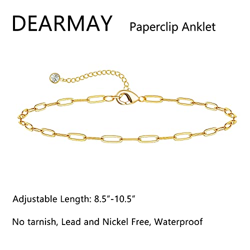 Image of DEARMAY Gold Anklets for Women Waterproof, Non Tarnish14K Gold Plated Ankle Bracelets Set Stack, Summer Beach Jewelry Gifts for Vacation, Bikini Outfits for Women Mom Her