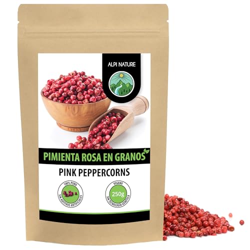 Alpi Nature Pimienta Rosa en Grano 250g, Granos de Pimienta Rosa Enteros para Cocinar