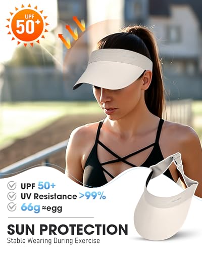 YANIKY Sun Visor Hat for Women,UPF50+ Seamless Sun Hats Men Women Lightweight Sports Cap Stretchy Ponytail Hat for Outdoor — view 3