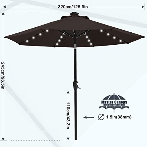 Image of MASTERCANOPY 11ft Patio Umbrella with Solar Lights, Brown