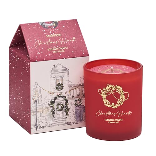 M&SENSE Vela navideña de Navidad, aroma a corazón de Navidad, cera de soja de 8.1 onzas, regalo ideal para decoración del hogar de invierno para mujeres y hombres