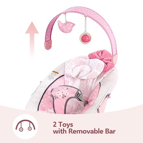 Baby Bouncer, Portable Infant Bouncer, Adjustable and Foldable Baby Rocker with Vibrations,Baby Bouncer Seat for Baby 0-6 Months 6-20 lbs Indoor & Outdoor Use
