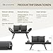 UDPATIO Polyrattan Gartenbank Wetterfest mit Liegefunktion Balkonsofa 3 in 1 Verstellfunktion mit Extra Dicke Sitzpolstern & Kissen für Garten, Balkon,Terrasse - Schwarz & Grau Bezüge