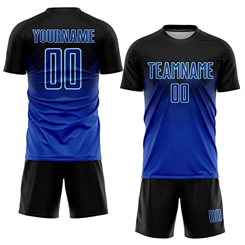 Generic Custom Soccer Jerseys for Men Women Youth Kids, Black Royal Personalized Soccer Jersey Printed Name Number Logo Mens Clothing