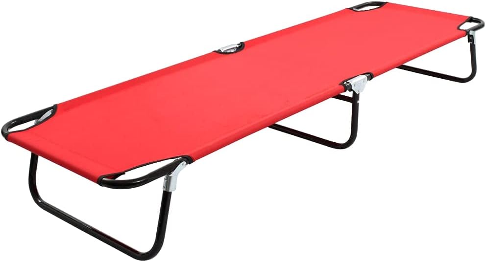 Outdoor Chaise Lounge,Folding Sun Lounger Red Steel,Lounge Chair Portable Lightweight Reclining Garden Sun Lounger for Patio, Deck, and Poolside