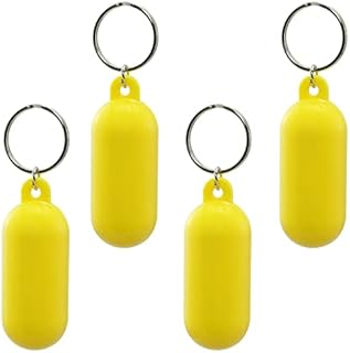 Floating Keychain ZRM&E 4PCS Yellow Plastic Pill-shape Float Key Rings for Marine Boat Sailing Kayak Surfing Water Sports Gift,Sea Navigation Floating Key Chain