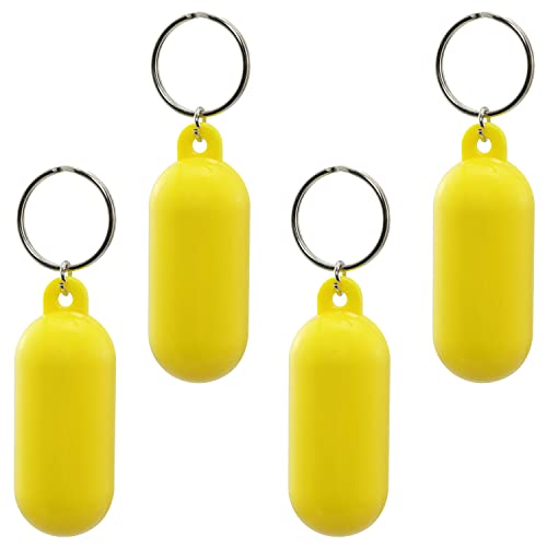 Floating Keychain ZRM&E 4PCS Yellow Plastic Pill-shape Float Key Rings for Marine Boat Sailing Kayak Surfing Water Sports Gift,Sea Navigation Floating Key Chain