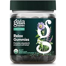 Gaia Herbs Relax Gummies - Supports Calm Feelings* - with Passionflower & Lemon Balm - 45 Vegan Gummies 15 Servings