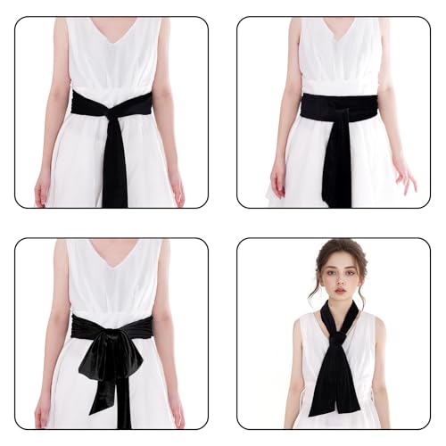 Women Velvet Sash Belt Tie Waist Dress Belt Soft Wide Long Wedding Bridal Belt for Halloween Prom Party,3.7x98 inch3