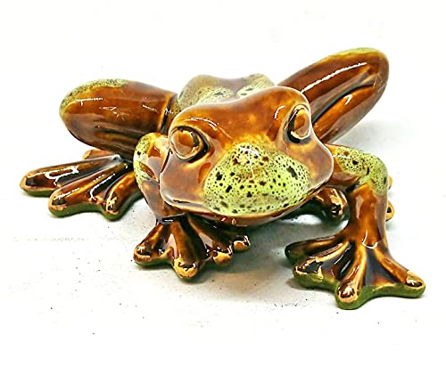 Brown and Green Baby Frog Figurine (B)