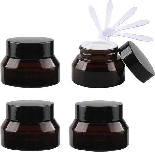 Pots cosmétiques en verre brun 15ml avec couvercle noir pour crème de soin