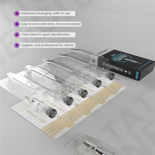 Image of Wormhole Tattoo Cartridge Needles 20PCS Disposable # 12 Magnum Tattoo Needle Cartridges Compatible with Standard Tattoo Machine for Coloring Small Areas and Fine Shading Tattoo Supplies (1207M1)