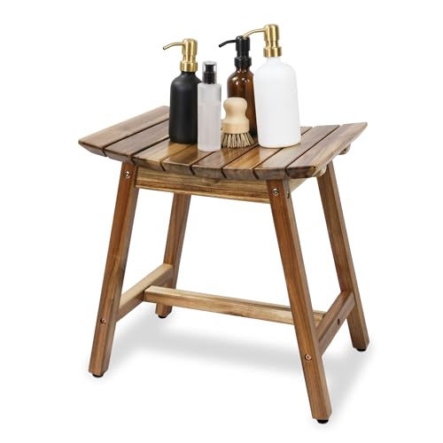 ENKEZI Shower Foot Rest 12 in - Shower Stool for Shaving Legs, Small Corner Bathroom Bench Suitable for Small Shower Spaces - Bath Seat, Spa Foot Rest Shaving Stool Corner