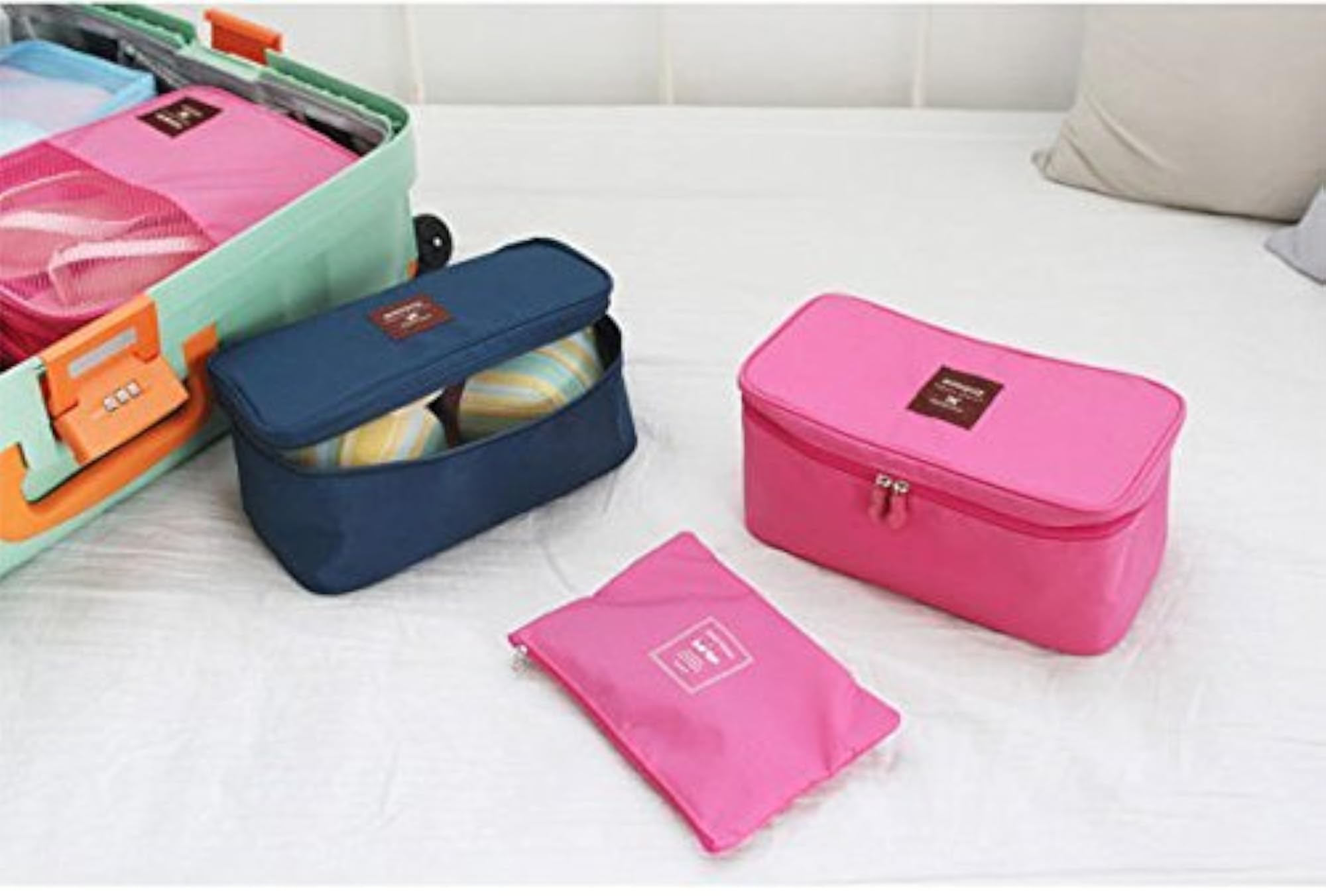 Travel Organizer Cosmetic Makeup Bag with Bonus Pouch
