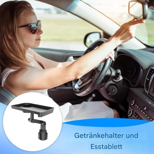 Table extensible pour voiture et porte-gobelet rotatif à 360 degrés stable - 2