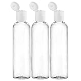 MoYo Natural Labs 8 oz Travel Bottle, Empty Travel Containers with Flip Caps, BPA Free PET Plastic Squeezable Toiletry/Cosmetic Bottle (3 pack, Clear)