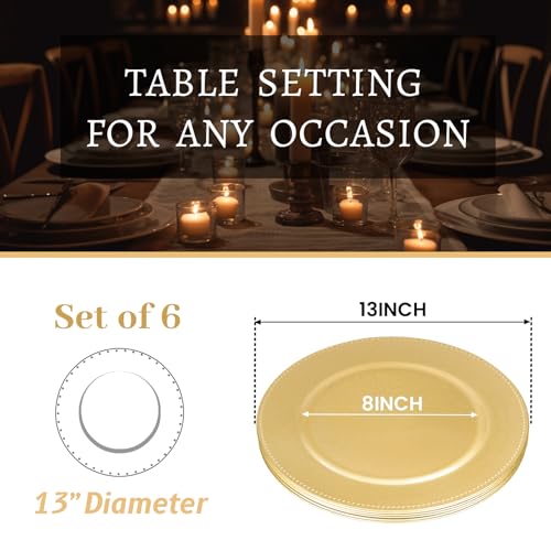 MAONAME Gold Charger Plates Set of 6, Round Plate Chargers with Beaded Rim by MAONAME - Used condition - Image 3