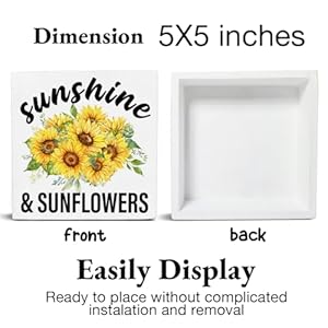Spring summer decor sunflowers sunshine wood block sign farmhouse home desk table shelf decoration spring gift  urban country home decor