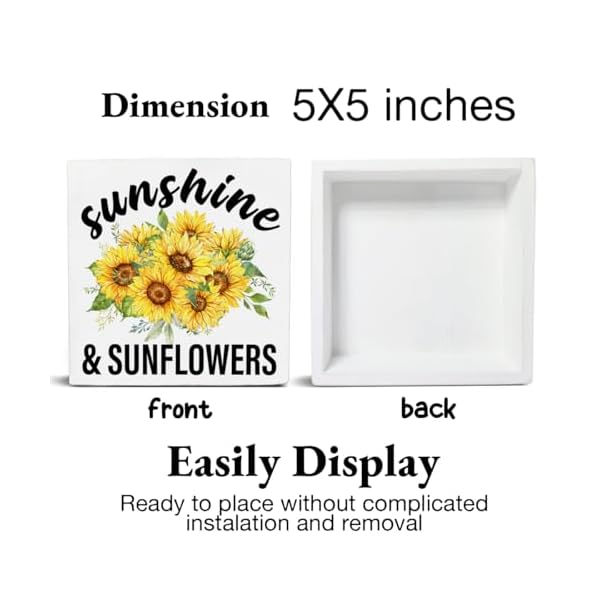 Spring summer decor sunflowers sunshine wood block sign farmhouse home desk table shelf decoration spring gift  urban country home decor