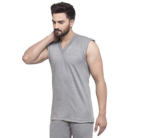 Image of UZARUS Men's Sleeveless Solid V Neck Thermal TOP