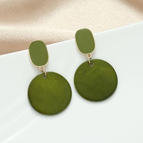 Round Circle Sea Shell Drop Earrings for Women Bohemian Statement Hypoallergenic Stud Dangle Earrings2