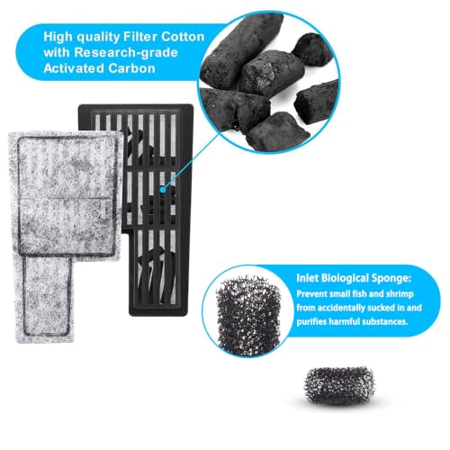 Image of DaToo Aquarium Filter Cartridge Replacement Fish Tank Filter Cartridge for DTXP-03B（6 pcs Cartridges + 2 pcs Sponges