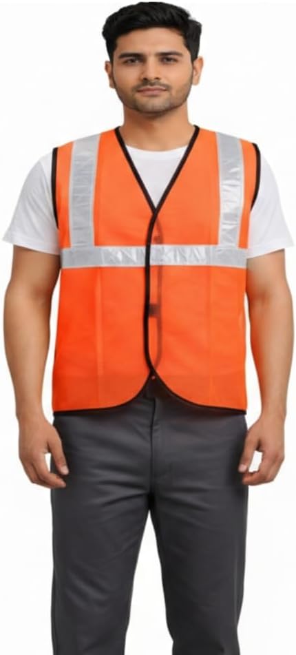 - High Visibility Reflective Safety Jacket - Front & Back Reflectors, Perfect for Industrial Workers, Engineers, & Bicycle Riders, Lightweight Radium Jacket