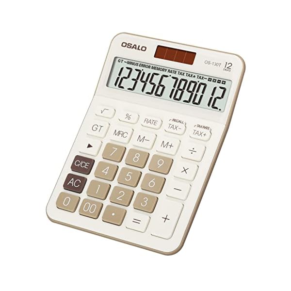 Pendancy 12 Digit Office Calculator Desktop with Tax+/- for Advanced Tax Calculation, Large LCD Display Big Buttons, Dual Power Durable Portable Design, for Financial Accounting Business Use