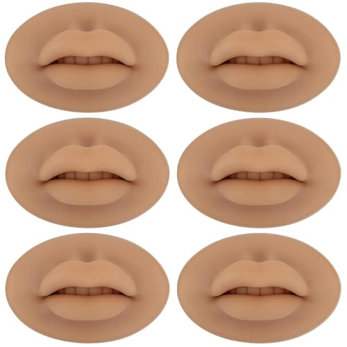 Image of Tattoo Fake Lips 6 Pieces 5D Fake Lips, Silicone Lips for Makeup Practice, Soft Tattoo Practice Lips Model for Semi Permanent Make Up Supplies