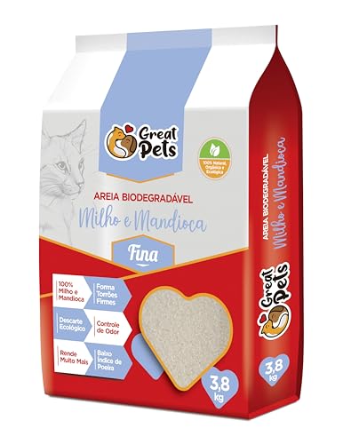 Areia Biodegradável Milho E Mandioca Fina Great Pets 3,8kg