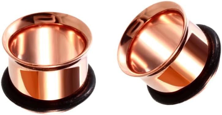 HEKEUOR 1/2" 12MM Stainless Steel Ear Gauge Taper Stretching and Single Flare Plugs Flesh Tunnel Kit with O-ring 2 Pairs