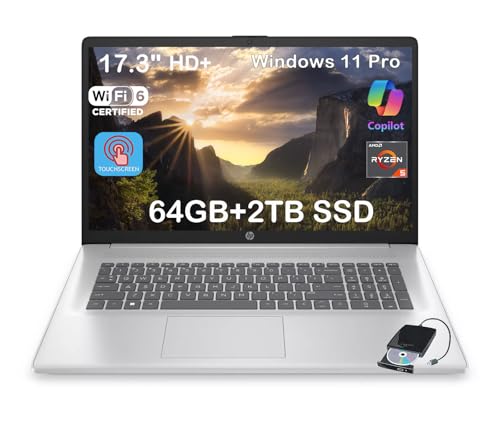 HP 17 Laptop, 17.3" HD+ Touchscreen Display, 64GB RAM, 2TB SSD, 1...