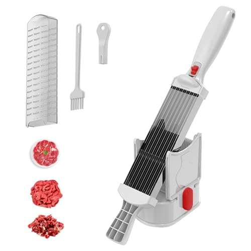 ACESOME Fleischschneidemaschine, ABS+Rostfreie Stähle Meat Slicer Aufschnittmaschine Manueller, schneidemaschine küche,Doppelgriff Verstellbarer Fleischschneider 2/4 mm Dick (Weiß)