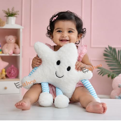 Image of EITHEO Star Soft Pillow Plush Toy for Kids & Babies | Cute Stuffed Star Cushion with Arms & Legs | Soft Cuddly Toy for Boys & Girls | Nursery Decor, Car Pillow & Birthday Gift