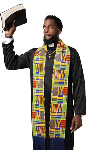 Dupsie's Kente African Print Church Clergy Pastor Choir Stole/Sash with Fringes