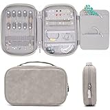 storageLAB Travel Jewelry Organizer, Faux Suede Clutch Bag for Necklaces, Earrings, Rings and...
