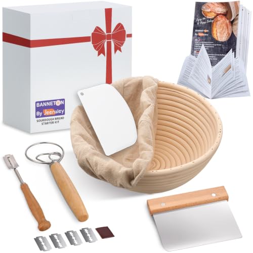 Jeensley Banneton Bread Proofing Basket Set with...