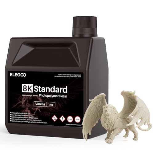 Image of ELEGOO 8K Standard Resin for 3D Printing, Ultra Precision, 405nm Fast UV Curing Photopolymer 3D Resin for 8K 9K 12K 16K Resin 3D Printer, Vanilla 2000g