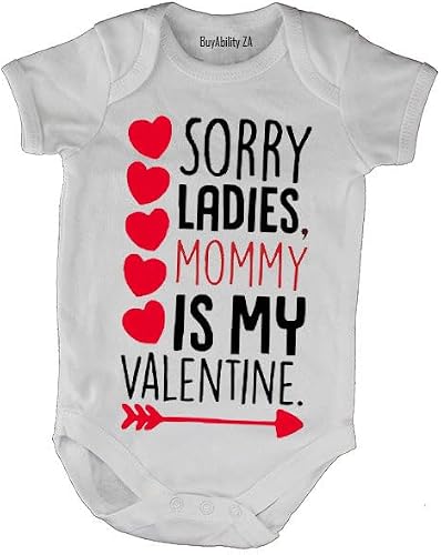Unisex Mommy is my Valentine - Baby Grow 12-18 Months White