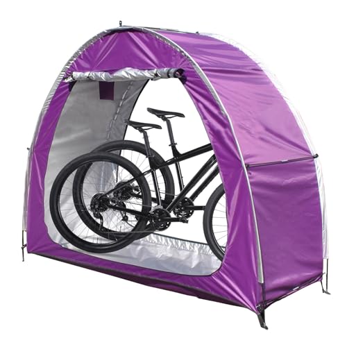 Tente de vélo pour 2 abris de rangement épissables violets avec sol pour jardin