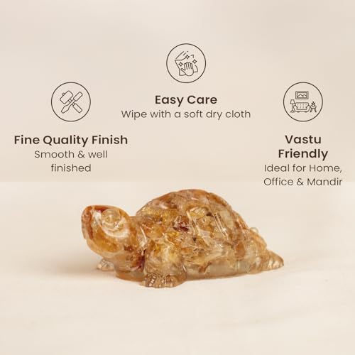 Image of Astrotalk Citrine Tortoise (Kachhua) 2.7x1 Inch | Resin Turtle for Wealth & Prosperity | Tortoise for Good Luck for Home | Vastu Items for Housewarming Gift | Home Decor for Living Room
