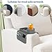 Silicone Couch Cup Holder, Sofa Armrest Tray with Dual Side Pockets, Armchair Cup Holder Tray, Anti Slip Couch Arm Organizer, Sofa Armrest Recliner Armchair Caddy for Drinks Snacks Remote Phone(Grey)