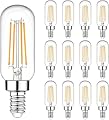 E12 Edison LED Light Bulbs 40 Watt Equivalent Candelabra, Dimmable 2700K Warm White T6 Clear LED Bulbs 4W 400lm Vintage T25 for Chandelier Ceiling Fan, Tubular Small Filament Bulbs, 12 Packs