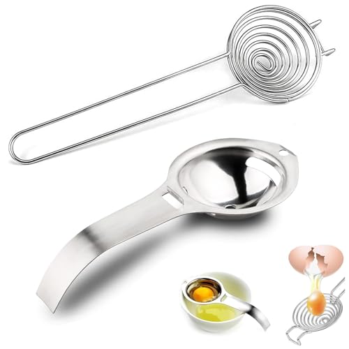 Separador de yemas de huevo de acero inoxidable, separador de huevos, separador de yemas con mango, separador de huevos, herramientas de cocina, separadores de proteínas, para la cocina, para hornear