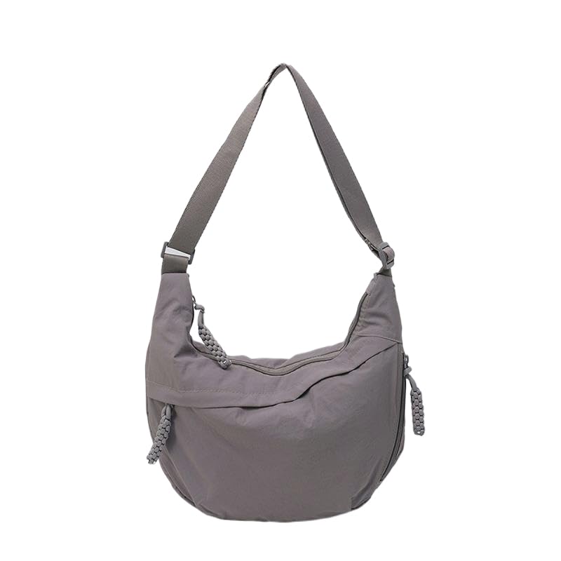 Nylon Crossbody Bag with Zipper Hobo Shoulder Bag with Adjustable Strap Casual Sling Bag Lightweight Shoulder Purse f